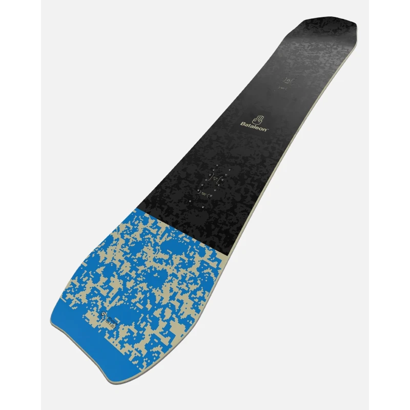 Bataleon Whatever 2025 snowboard, full front view showing directional twin shape and graphics.