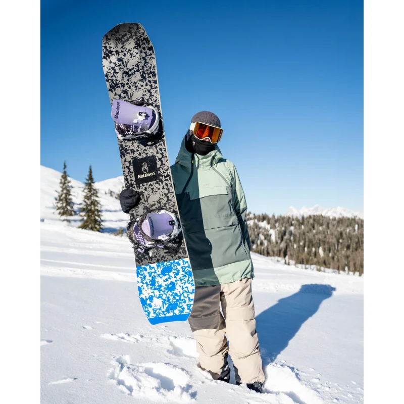Bataleon Whatever 2025 snowboard, full front view showing directional twin shape and graphics.