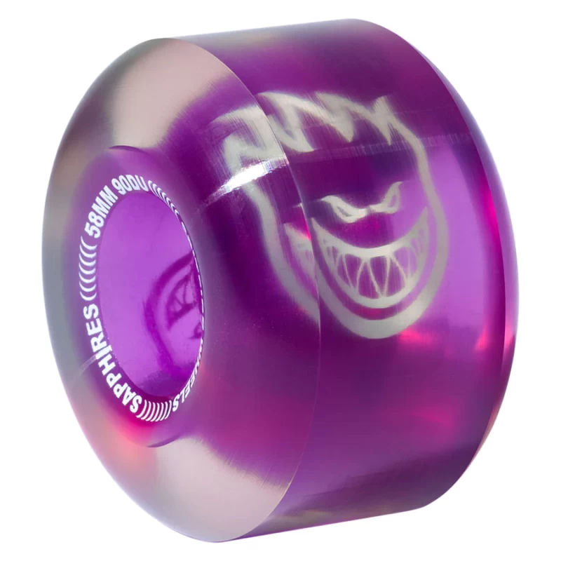 58mm 90DU Spitfire Sapphires Radial Clear Soft Cruisers Skateboard Wheels, Purple (set of 4) - Image 2